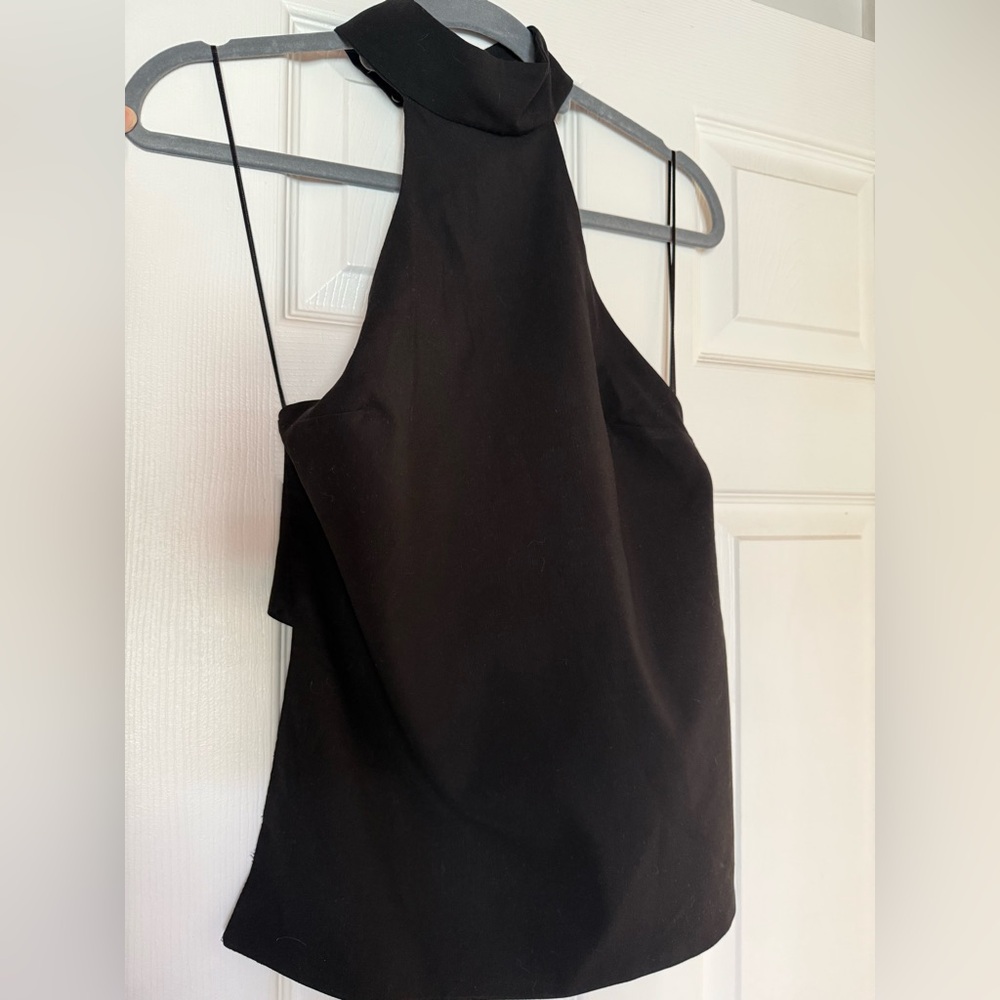 NWT Zara apron halter top with high neck and wide low back strap w/ metal buckle